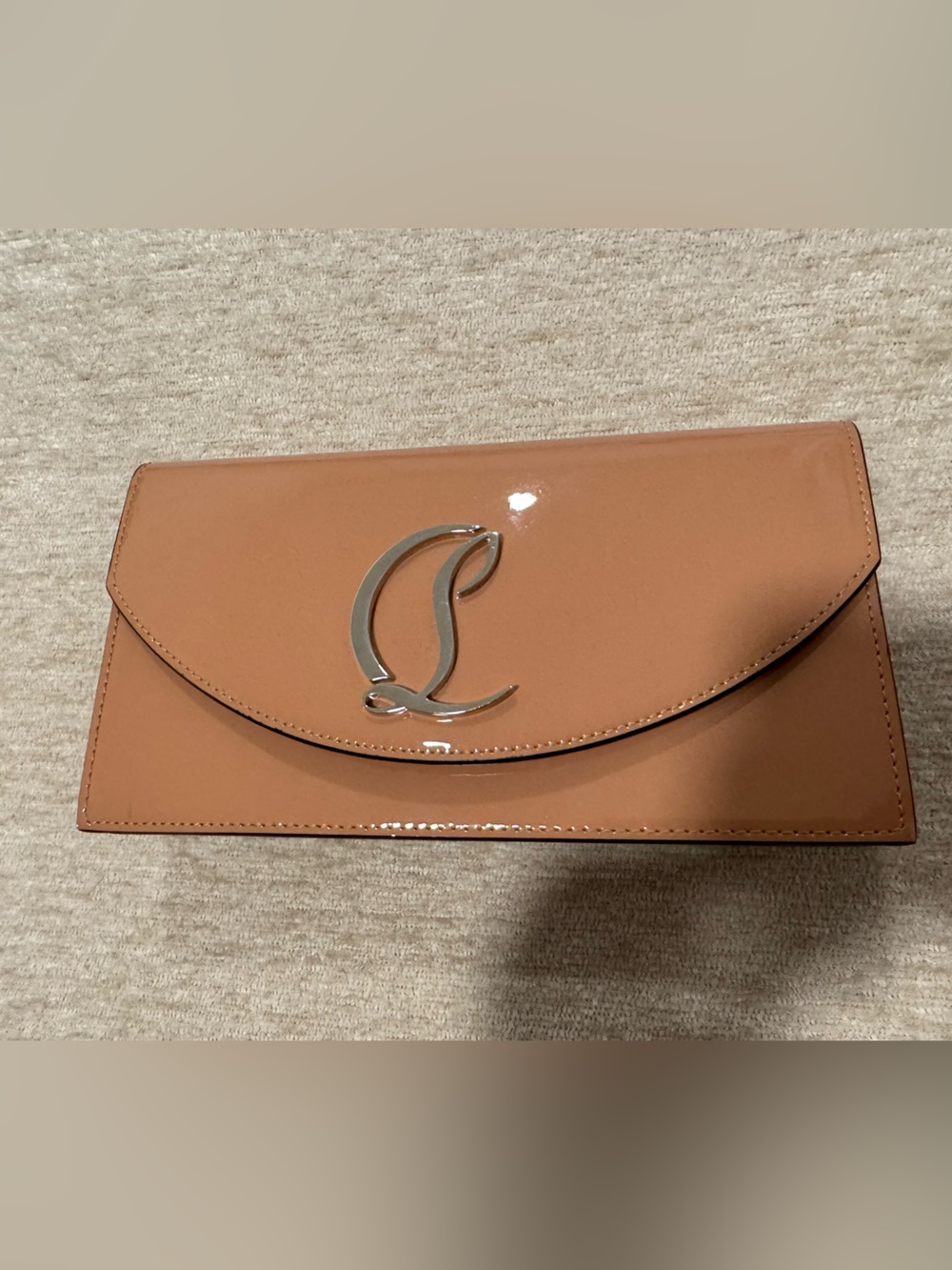 Christian Louboutin Patent Leather Crossbody in Tan with Silver Logo